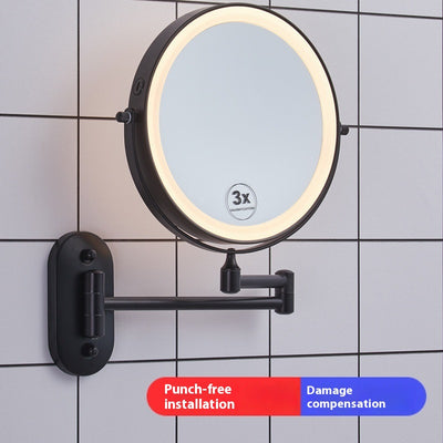 Espejo de Baño con Luz LED Plegable Doble Cara sin Perforación - Image 4