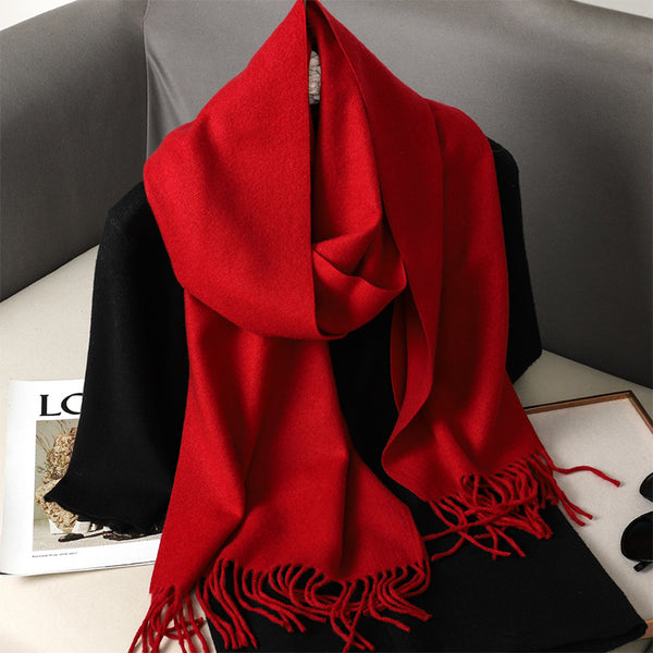 Pashmina Cálida de Color Sólido para Mujer - Chal Suave Estilo Cashmere