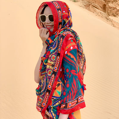 Pañoleta Étnica Oversized para Protección Solar y Estilo - Image 5