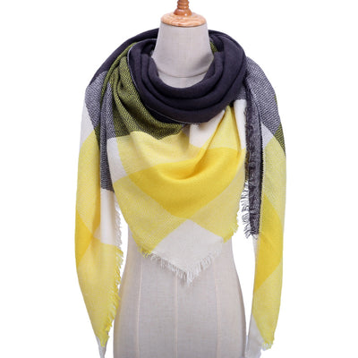 Bufanda de Cashmira Artificial Otoño Invierno Triangular Pareja Cuadros Cálida - Image 13