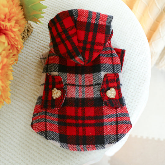 Abrigo Tipo Trench Cuadrille Rojo para Otoño e Invierno - Image 4