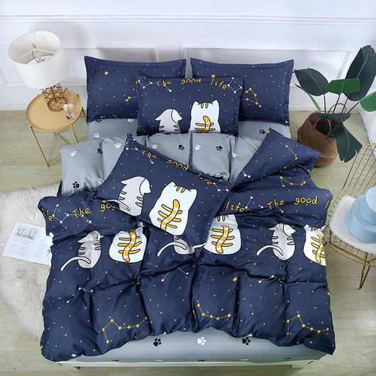 Juego de Cama de Cuatro Piezas Cashmira Vegetal Cepillada con Diseño Cartoon - Image 4