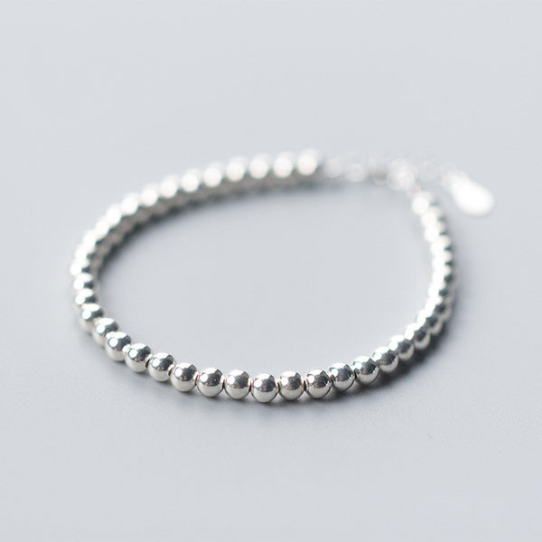 Pulsera de Plata S925 con Bolitas Redondas - Joya Retro Minimalista