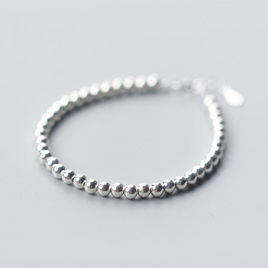 Pulsera de Plata S925 con Bolitas Redondas - Joya Retro Minimalista