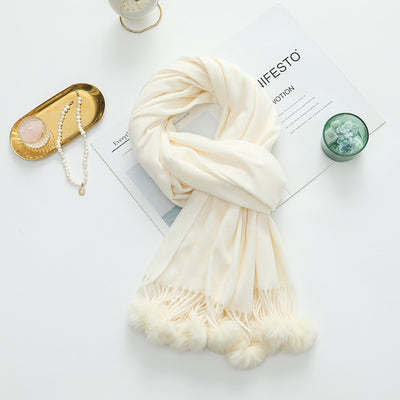Capa Elegante para Mujer con Pompones - Mezcla de Cachemira y Lana - Image 7