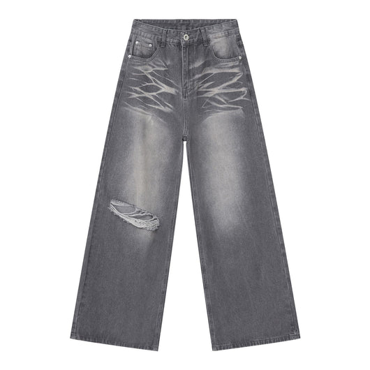 Jeans Rectos Holgados Rotos Estilo Retro Americano para Hombre - Image 5