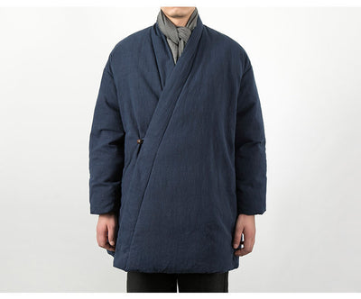 Chaqueta Acolchada Estilo Chino de Algodón y Lino para Hombre - Image 10