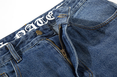 Jeans Lavados con Estampado de Letras para Hombre - Tendencia Urbana - Image 5
