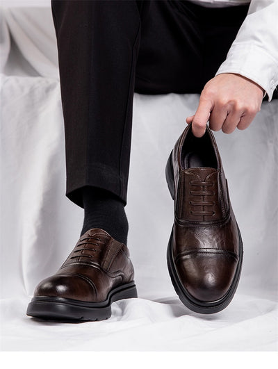 Zapatos Casuales de Cuero Genuino para Hombre con Suela Blanda Elevada - Image 14
