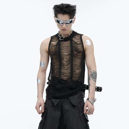 Chaleco Tejido Slim Fit con Detalles Calados