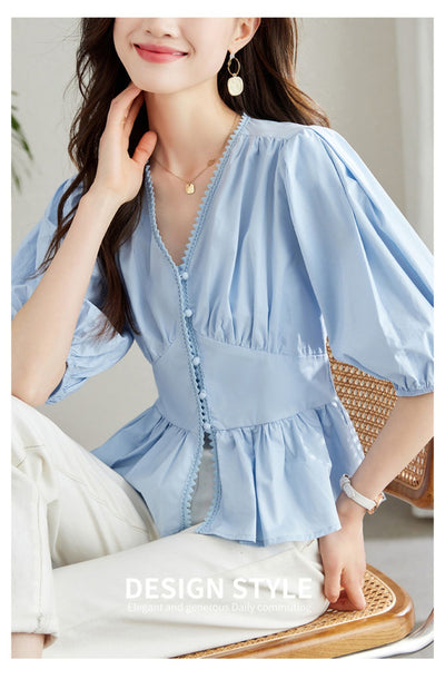 Blusa Fresca de Cuello en V para Mujer - Cómoda y Elegante - Image 12