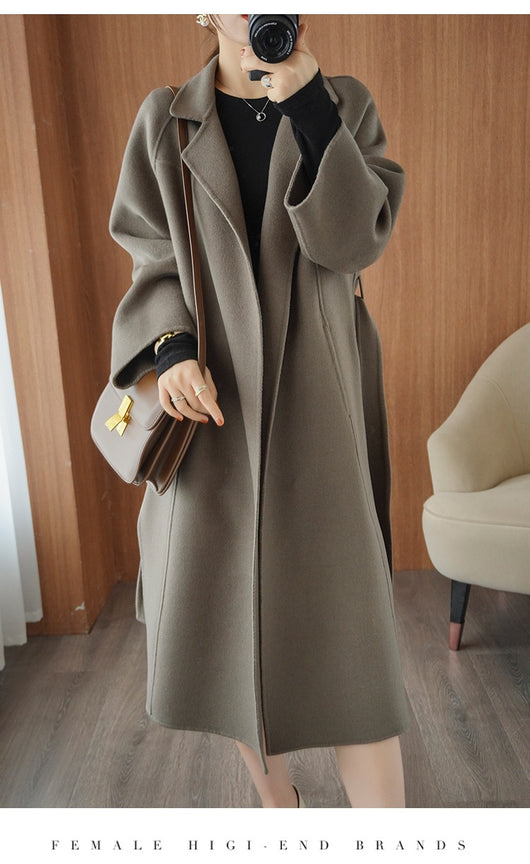 Abrigo Reversible de Cachemira para Mujer - Largo Suelto Oversize - Image 21