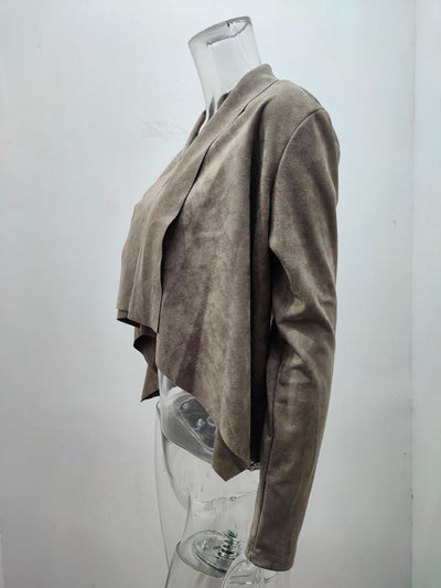 Chaqueta Casual de Terciopelo Gamuza Sintética con Solapa Temperamento - Image 18