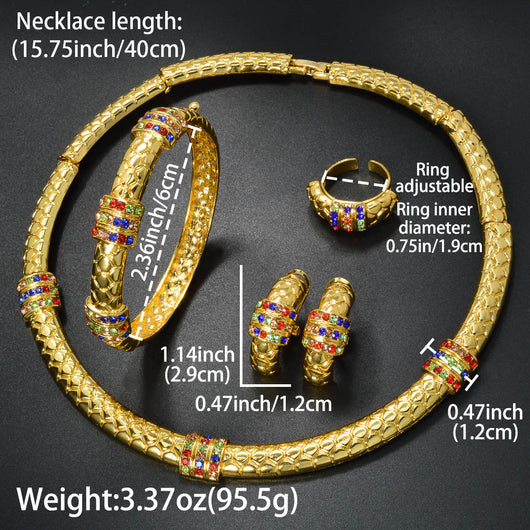 Conjunto de Joyas con Diamantes Estilo Chino: Anillo, Pulsera, Collar y Aretes - Image 12