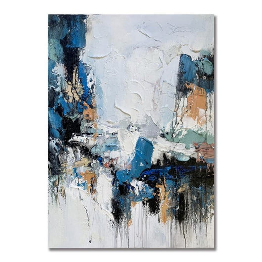Cuadro Abstracto Moderno Óleo sobre Lienzo - Tonos Azul y Verde para Sala de Estar - Image 8
