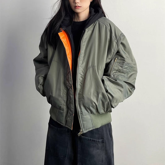 Abrigo Vintage Cuello Alto Holgado Acolchado para Otoño Invierno