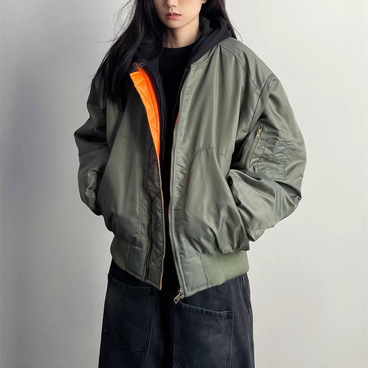 Abrigo Vintage Cuello Alto Holgado Acolchado para Otoño Invierno