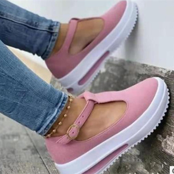 Mocasines Rojos para Mujer con Suela Gruesa y Punta Redonda