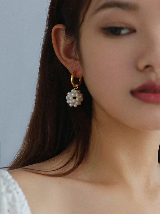 Aretes Esféricos de Perlas Tejidas a Mano para Mujer - Image 11