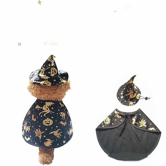Conjunto de Capa de Mago Impresa para Mascotas - Disfraz Halloween