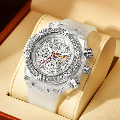 Reloj de Cuarzo Transparente con Incrustaciones de Diamantes Resistente al Agua - Image 15