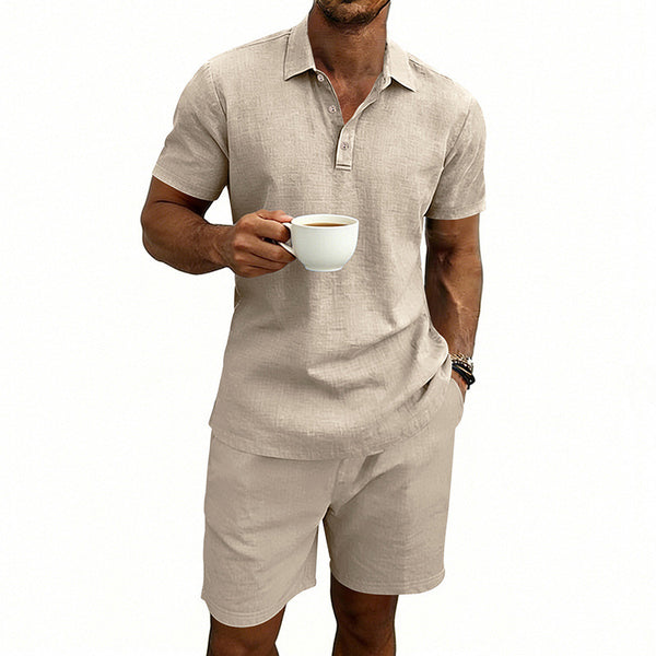Conjunto de Shorts y Camiseta de Lino para Hombre - Ajuste Relajado - Image 5