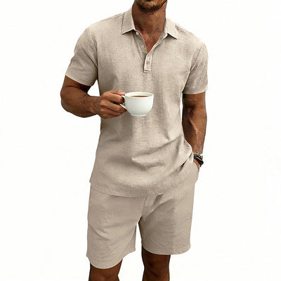 Conjunto de Shorts y Camiseta de Lino para Hombre - Ajuste Relajado - Image 5
