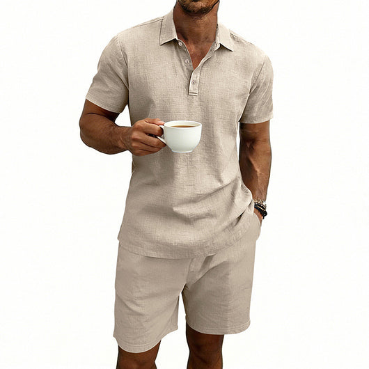 Conjunto de Shorts y Camiseta de Lino para Hombre - Ajuste Relajado - Image 5
