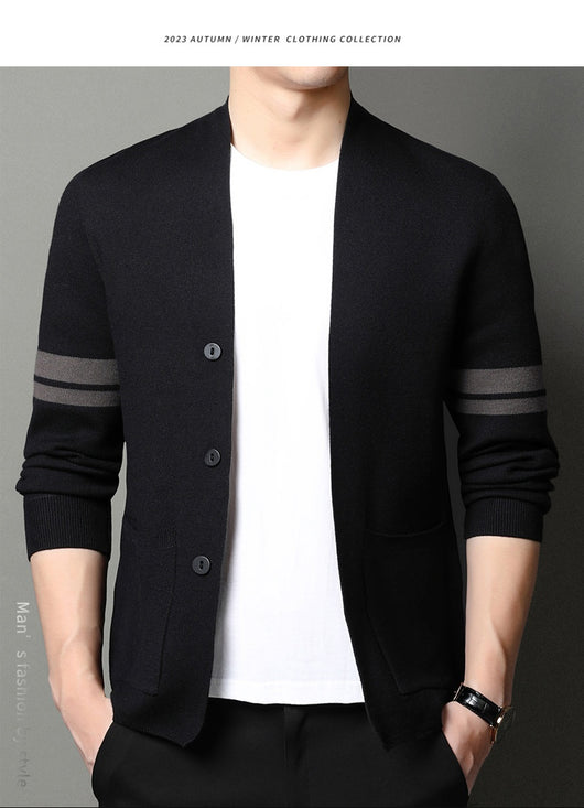 Suéter Abrigo Hombre Invierno Tejido Grueso Jacquard Manga Larga - Image 21