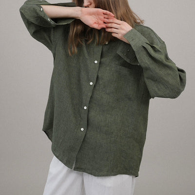 Camisa de Lino Puro Diseño Exclusivo Cuello Solapa Mujer - Image 3