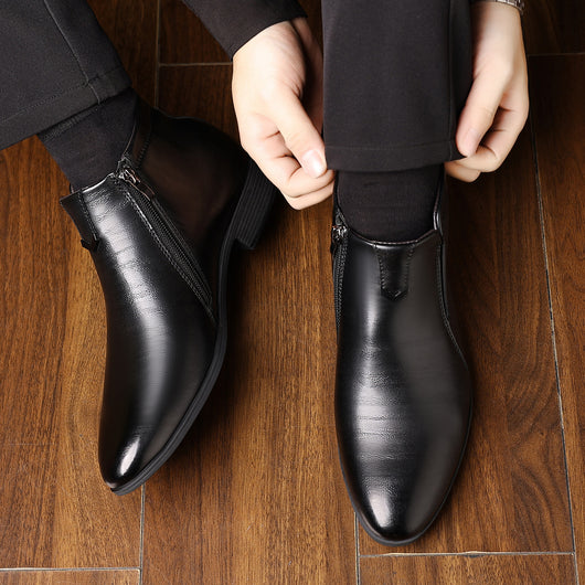 Botas de Cuero Blancas con Rayas y Cierre Lateral para Hombre - Image 3