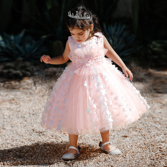 Vestido Niña con Flores 3D Esponjoso