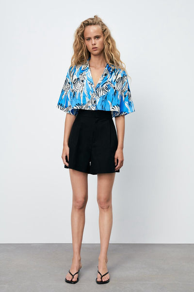 Blusa Estampada de Moda Europea y Americana para Mujer - Manga Corta de Verano - Image 5
