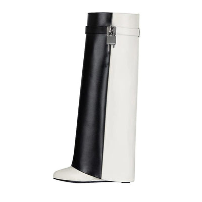 Botas Cuña Metalizado Talla Grande Mujer Hasta la Rodilla - Image 10