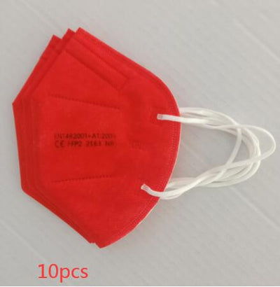 Stack of red KN95 protective masks with white ear loops, showing FFP2 certification and '10pcs' text. - Image 14