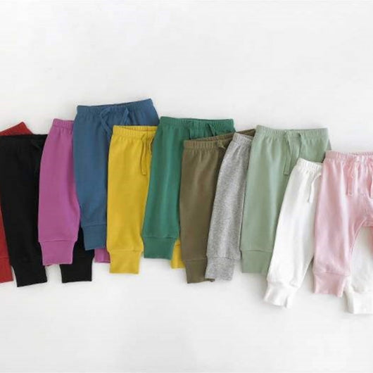 Pantalones Casuales de Banda Elástica para Bebé 0-12 Meses - Colores Sólidos