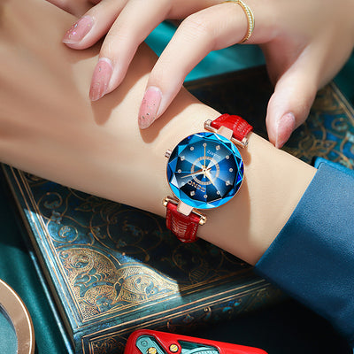 Reloj Impermeable para Mujer con Correa de Acero Inoxidable y Cristal Poligonal - Image 3