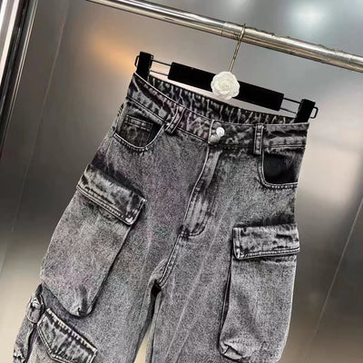 Pantalones Vaqueros Anchos con Múltiples Bolsillos - Estilo Casual Moderno - Image 12