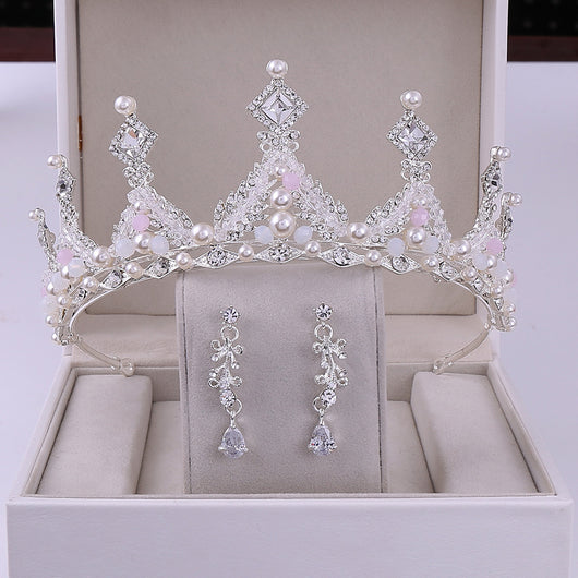 Juego de Corona y Aretes Nupcial Estilo Coreano - Image 9