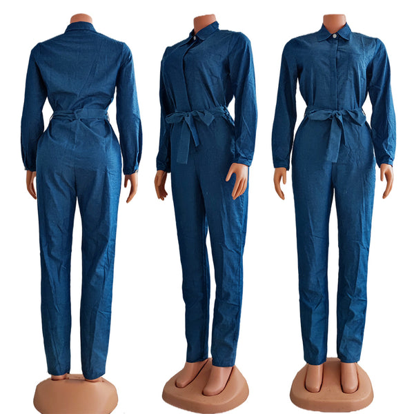 Overol Denim para Mujer con Camisa Integrada y Cinturón