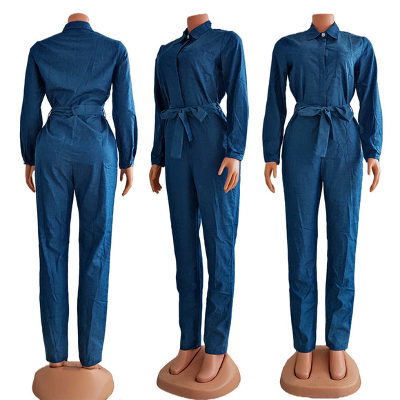 Overol Denim para Mujer con Camisa Integrada y Cinturón