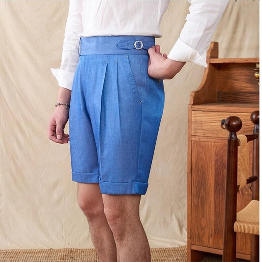 Pantalones Cortos Casuales Napoli de Doble Pliegue para Hombre - Estilo Británico - Image 2