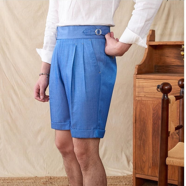 Pantalones Cortos Casuales Napoli de Doble Pliegue para Hombre - Estilo Británico