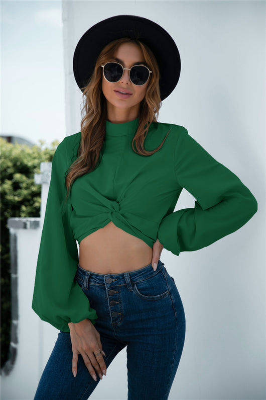 Crop Top con Mangas Retorcidas Diseño Exclusivo - Image 5