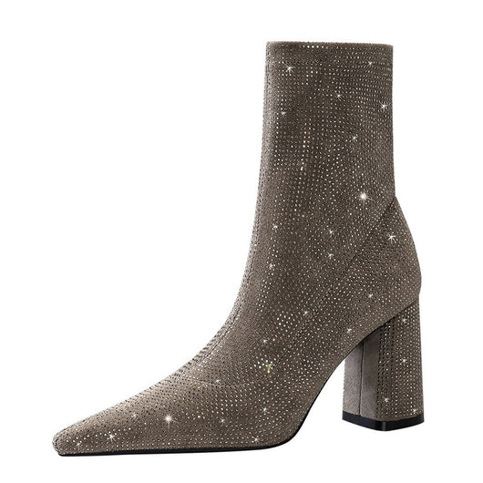 Botas de Tacón Alto con Pedrería y Punta Afilada para Mujer - Image 9