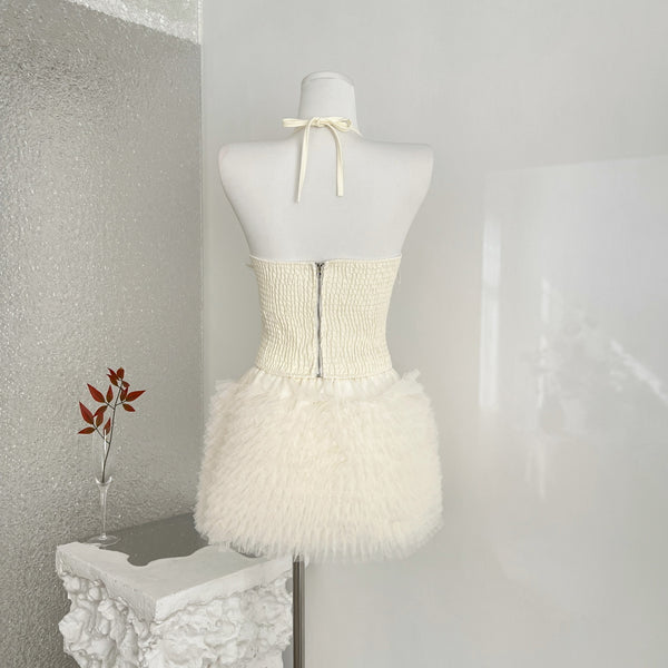Conjunto de Dos Piezas con Encaje, Malla y Lentejuelas Bordadas para Mujer
