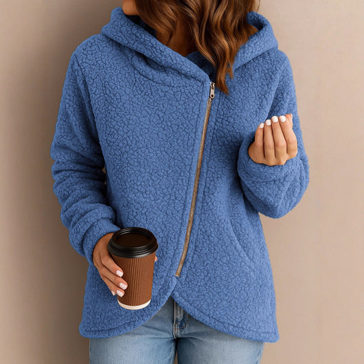Sudadera Suelta de Lana de Cordero con Cierre y Mangas Largas - Image 2