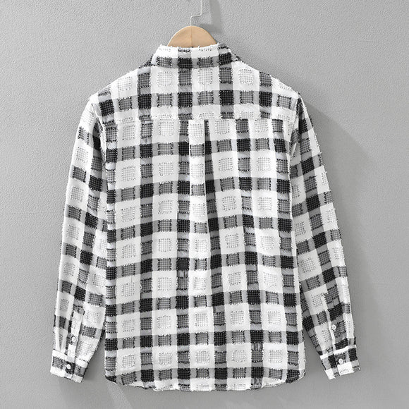 Camisa de Cuadros Japonesa Manga Larga para Hombre