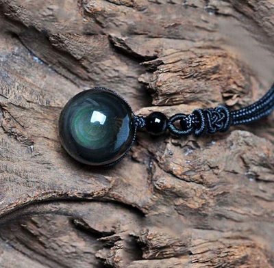 Collar Colgante de Obsidiana Natural con Ojo Arcoíris para Buena Suerte - Image 8