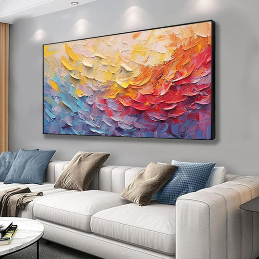 Cuadro Abstracto Flores Coloridas - Pintura al Óleo sobre Lienzo Diseño Moderno - Image 3